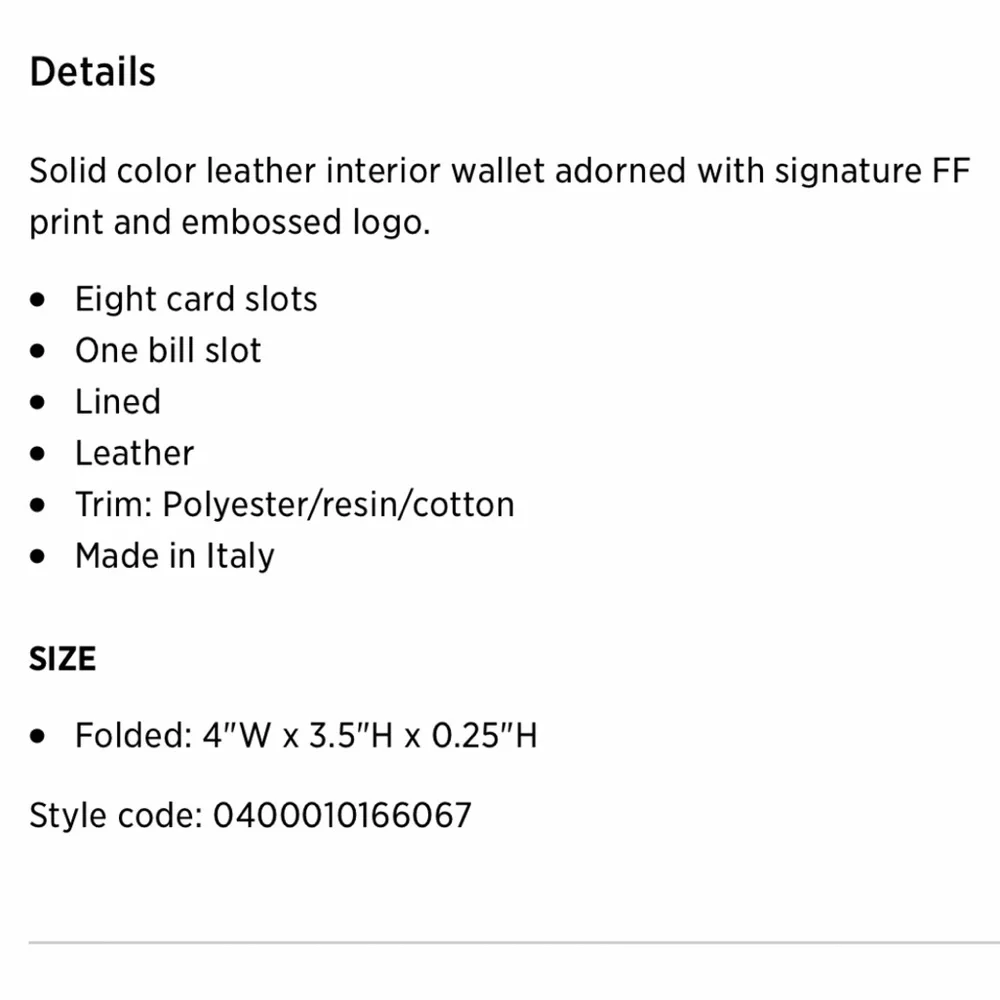 FENDI FF Vetrificato Print Billfold Men’s Wallet